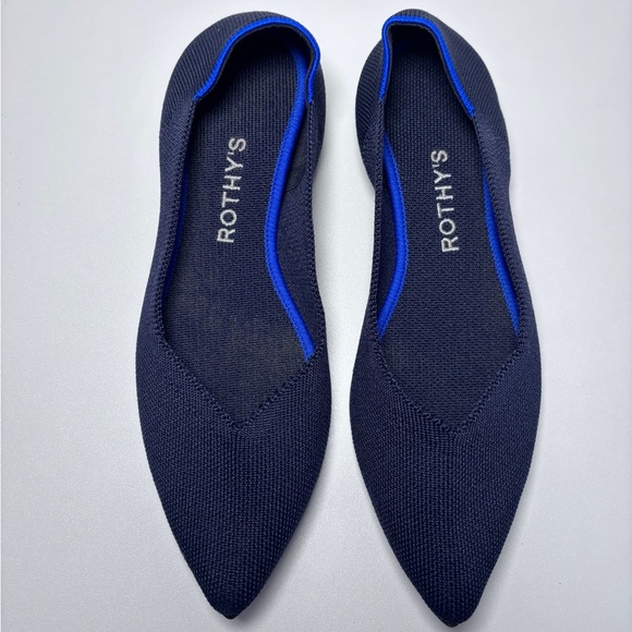 Rothy’s The Point Navy Slip On Knit Washable Classic Ballerina Flats Size 7.5 - Picture 2 of 7